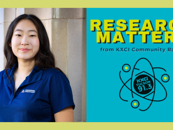 Lillian Wu and the KXCI "Research Matters" logo