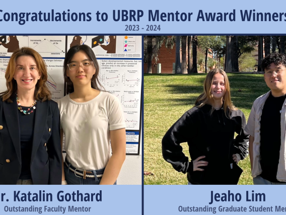 UBRP Mentor Awards (from left to right; Dr. Katlin Gothard, Sun Woo Kim, Natalie Rawlings, Jeaho Lim)