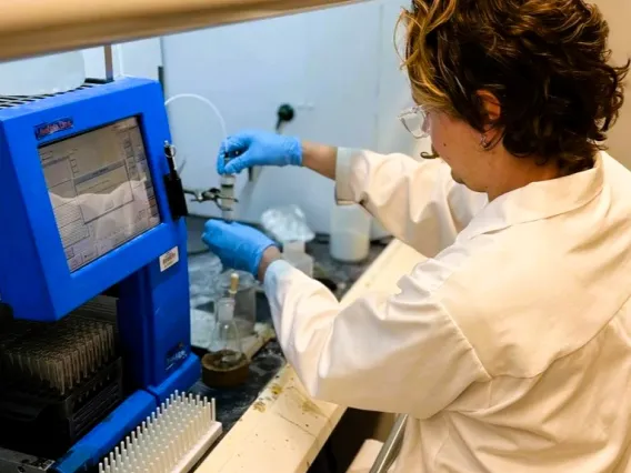 A picture of Jake conducting an experiment at a lab bench