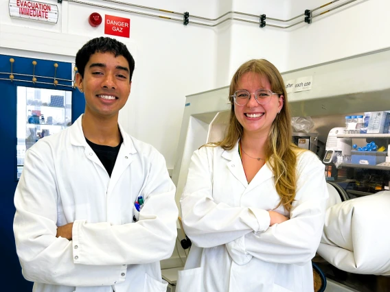 Picture of Bhargav Ghosh and labmate in the laboratory at the Institut Pasteur in France