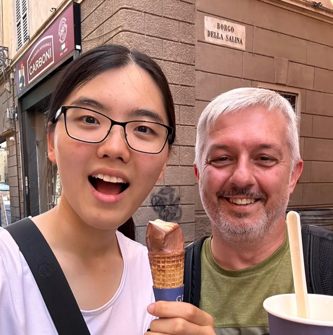 Picture of Sun Woo and Dr. Ferrari holding gelato