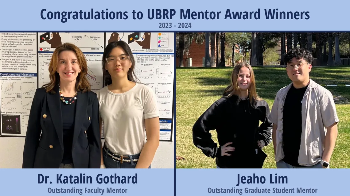 UBRP Mentor Awards (from left to right; Dr. Katlin Gothard, Sun Woo Kim, Natalie Rawlings, Jeaho Lim)