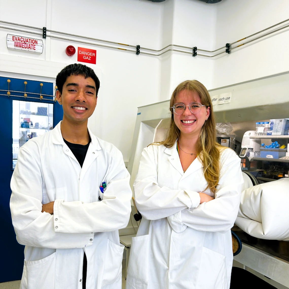 Picture of Bhargav Ghosh and labmate in the laboratory at the Institut Pasteur in France