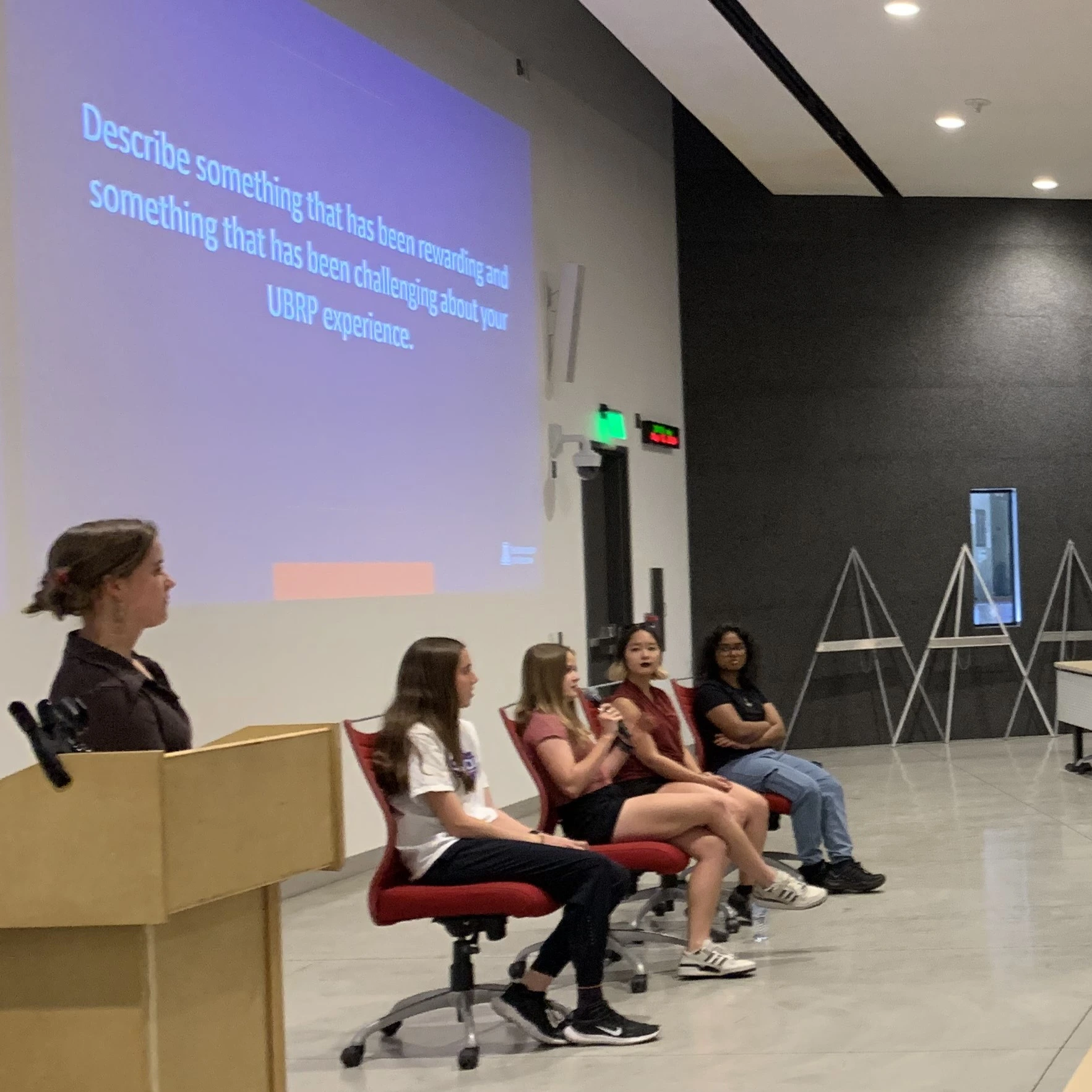 Picture of student panel answering questions